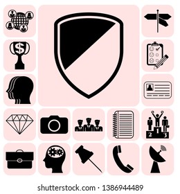 Set of 17 business high quality symbols or icons. Collection. Flat design. Vector Illustration.