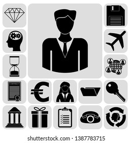 Set of 17 business high quality icons or symbols. Collection. Amazing desing. Vector Illustration.