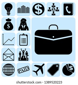 Set of 17 business high quality symbols or icons. Collection. Amazing desing. Vector Illustration.