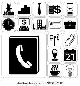 Set of 17 business high quality symbols. Collection. Amazing desing. Vector Illustration.