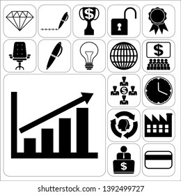 Set of 17 business high quality icons or symbols. Collection. Detailed design. Vector Illustration.