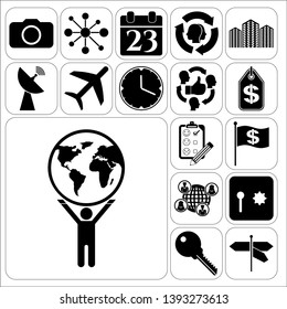 Set of 17 business high quality symbols. Collection. Amazing desing. Vector Illustration.