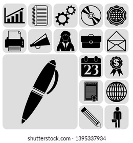 Set of 17 business high quality symbols. Collection. Amazing desing. Vector Illustration.