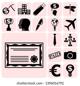 Set of 17 business high quality icons. Collection. Amazing desing. Vector Illustration.
