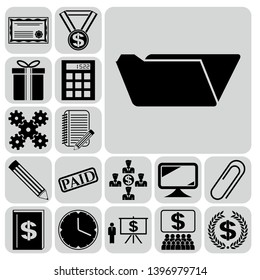 Set of 17 business high quality symbols. Collection. Flat design. Vector Illustration.