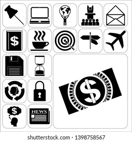 Set of 17 business high quality icons. Collection. Detailed design. Vector Illustration.