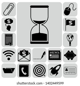 Set of 17 business high quality icons or symbols. Collection. Detailed design. Vector Illustration.