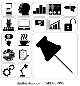 Set of 17 business high quality symbols or icons. Collection. Detailed design. Vector Illustration.