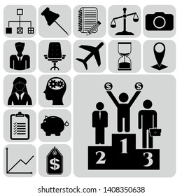 Set of 17 business high quality symbols. Collection. Amazing desing. Vector Illustration.