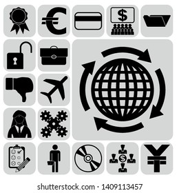 Set of 17 business high quality symbols. Collection. Flat design. Vector Illustration.