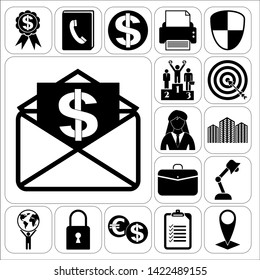 Set of 17 business high quality icons. Collection. Amazing desing. Vector Illustration.