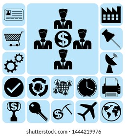 Set of 17 business high quality symbols or icons. Collection. Amazing desing. Vector Illustration.