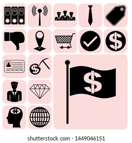 Set of 17 business high quality icons or symbols. Collection. Amazing desing. Vector Illustration.