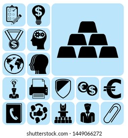 Set of 17 business high quality symbols or icons. Collection. Amazing desing. Vector Illustration.