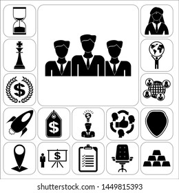 Set of 17 business high quality icons. Collection. Detailed design. Vector Illustration.