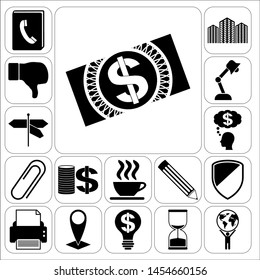 Set of 17 business high quality icons or symbols. Collection. Amazing desing. Vector Illustration.