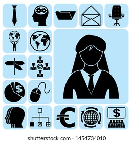 Set of 17 business high quality symbols or icons. Collection. Amazing desing. Vector Illustration.