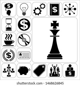 Set of 17 business high quality icons. Collection. Flat design. Vector Illustration.