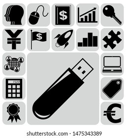 Set of 17 business high quality icons. Collection. Detailed design. Vector Illustration.