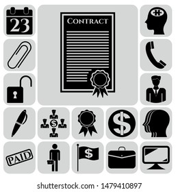 Set of 17 business high quality symbols or icons. Collection. Amazing desing. Vector Illustration.