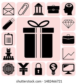 Set of 17 business high quality icons or symbols. Collection. Detailed design. Vector Illustration.