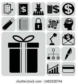 Set of 17 business high quality icons. Collection. Flat design. Vector Illustration.