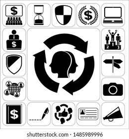 Set of 17 business high quality symbols. Collection. Detailed design. Vector Illustration.