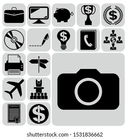 Set of 17 business high quality icons. Collection. Flat design. Vector Illustration.