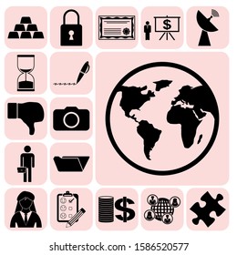 Set of 17 business high quality icons. Collection. Detailed design. Vector Illustration.