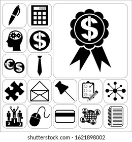 Set of 17 business high quality icons. Collection. Detailed design. Vector Illustration.
