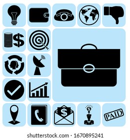 Set of 17 business high quality icons or symbols. Collection. Amazing desing. Vector Illustration.