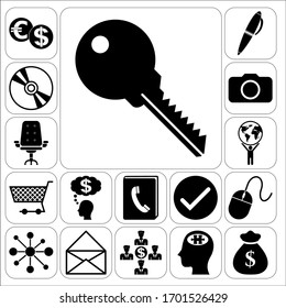 Set of 17 business high quality icons. Collection. Detailed design. Vector Illustration.