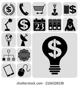 Set of 17 Business high quality symbols. Detailed design. 