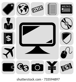 Set of 17 business high quality icons or symbols. Collection. Detailed design. Vector Illustration.
