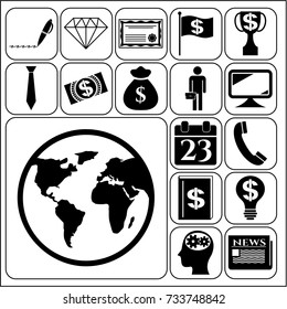 Set of 17 business high quality symbols. Collection. Amazing desing. Vector Illustration.
