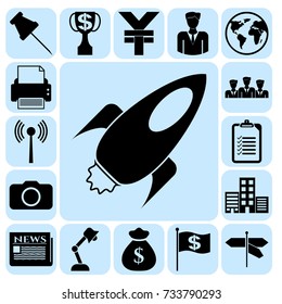 Set of 17 business high quality icons. Collection. Flat design. Vector Illustration.