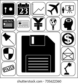 Set of 17 business high quality icons or symbols. Collection. Detailed design. Vector Illustration.