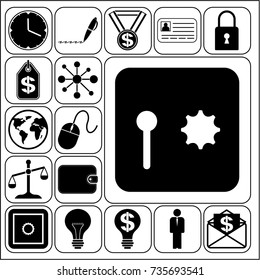 Set of 17 business high quality symbols. Collection. Flat design. Vector Illustration.