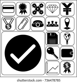 Set of 17 business high quality symbols. Collection. Detailed design. Vector Illustration.