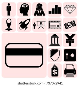 Set of 17 business high quality symbols. Collection. Detailed design. Vector Illustration.