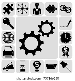 Set of 17 business high quality icons or symbols. Collection. Amazing desing. Vector Illustration.