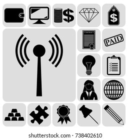 Set of 17 business high quality symbols or icons. Collection. Detailed design. Vector Illustration.