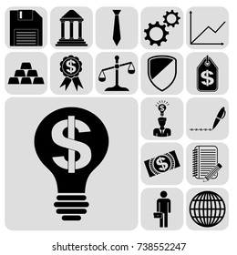 Set of 17 business high quality icons. Collection. Amazing desing. Vector Illustration.