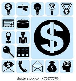 Set of 17 business high quality icons. Collection. Detailed design. Vector Illustration.