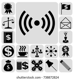 Set of 17 business high quality symbols or icons. Collection. Flat design. Vector Illustration.
