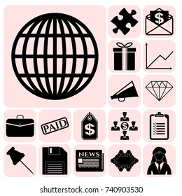 Set of 17 business high quality icons. Collection. Amazing desing. Vector Illustration.