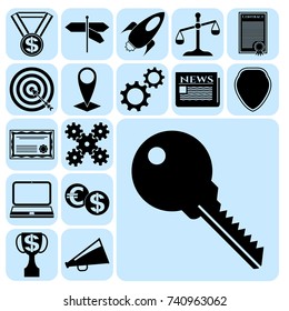 Set of 17 business high quality symbols. Collection. Detailed design. Vector Illustration.