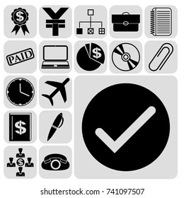 Set of 17 business high quality icons. Collection. Detailed design. Vector Illustration.