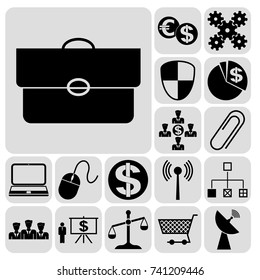 Set of 17 business high quality icons. Collection. Detailed design. Vector Illustration.