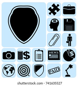 Set of 17 business high quality symbols or icons. Collection. Amazing desing. Vector Illustration.